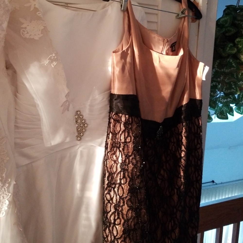 Two white formal gowns and a short semi formal  dr